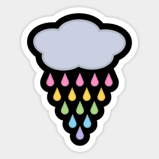 Raining Rainbow Rain Cloud in Black Sticker